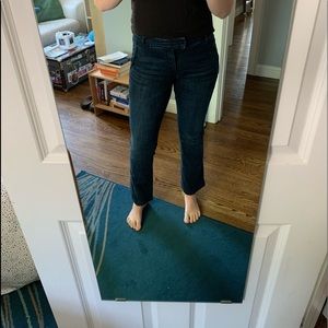 Mid/dark wash jeans with a slight flare